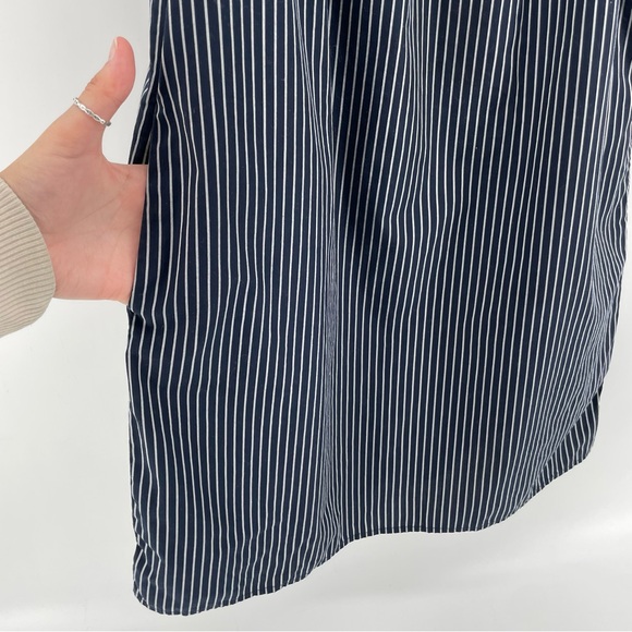 Banana Republic Dress Navy Blue Stripes Off-the-Shoulder XS - Picture 4 of 8